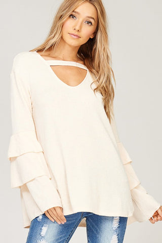Bellamy Bow Sleeve Knit Top in Dusty Mauve