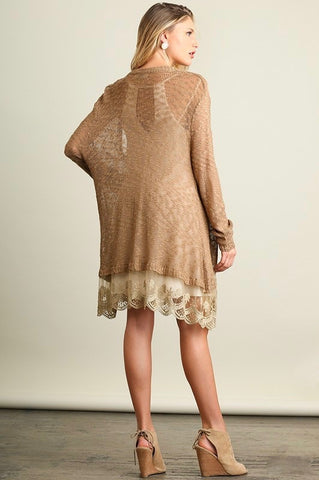 V-Cute Sweater with Lace Peplum