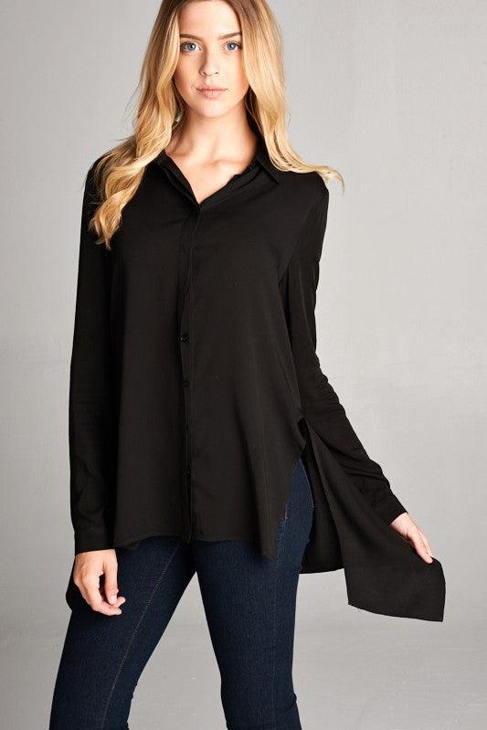Shayna Button Down Top in Black