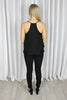 Lace Embrace Tank in Black Crepe