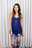 Essential Tank with Chiffon Panel in Blue