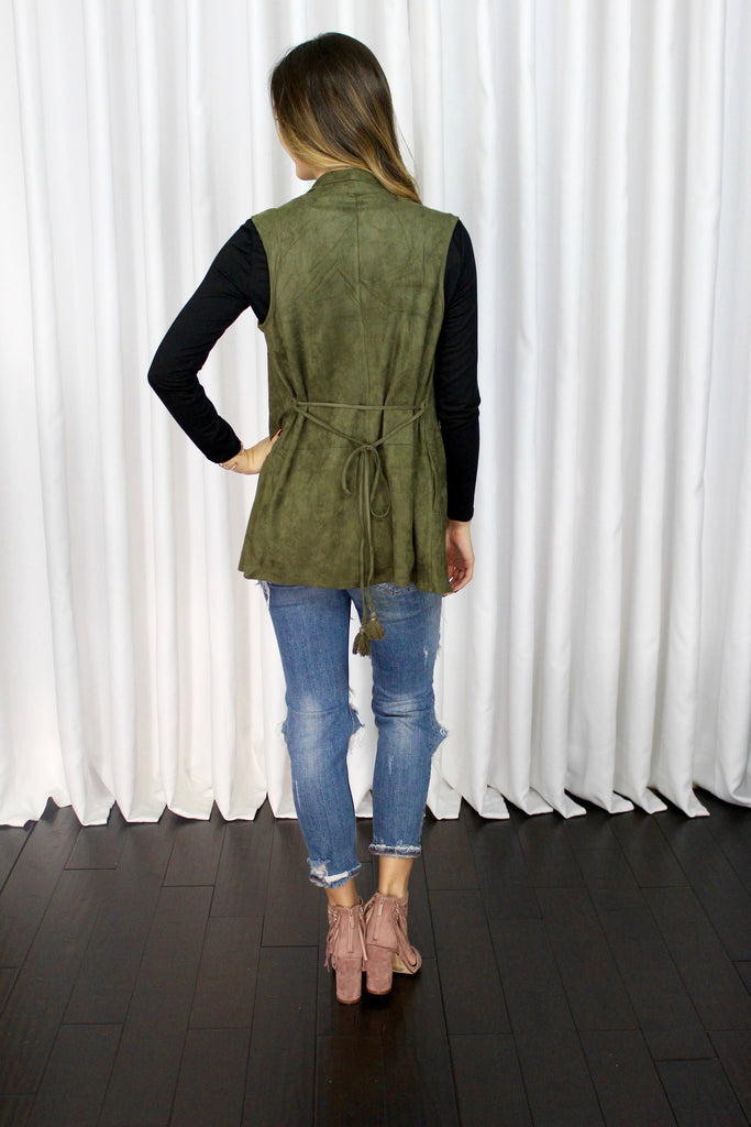 Daryl Suede Vest in Olive